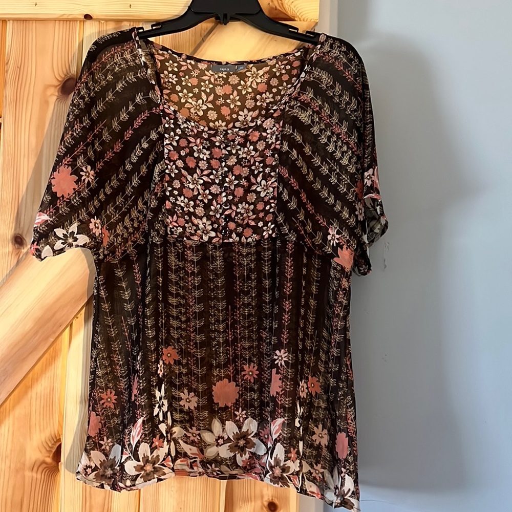 APT 9 Flowy Floral Boho Blouse, Size L - Picture 1 of 10